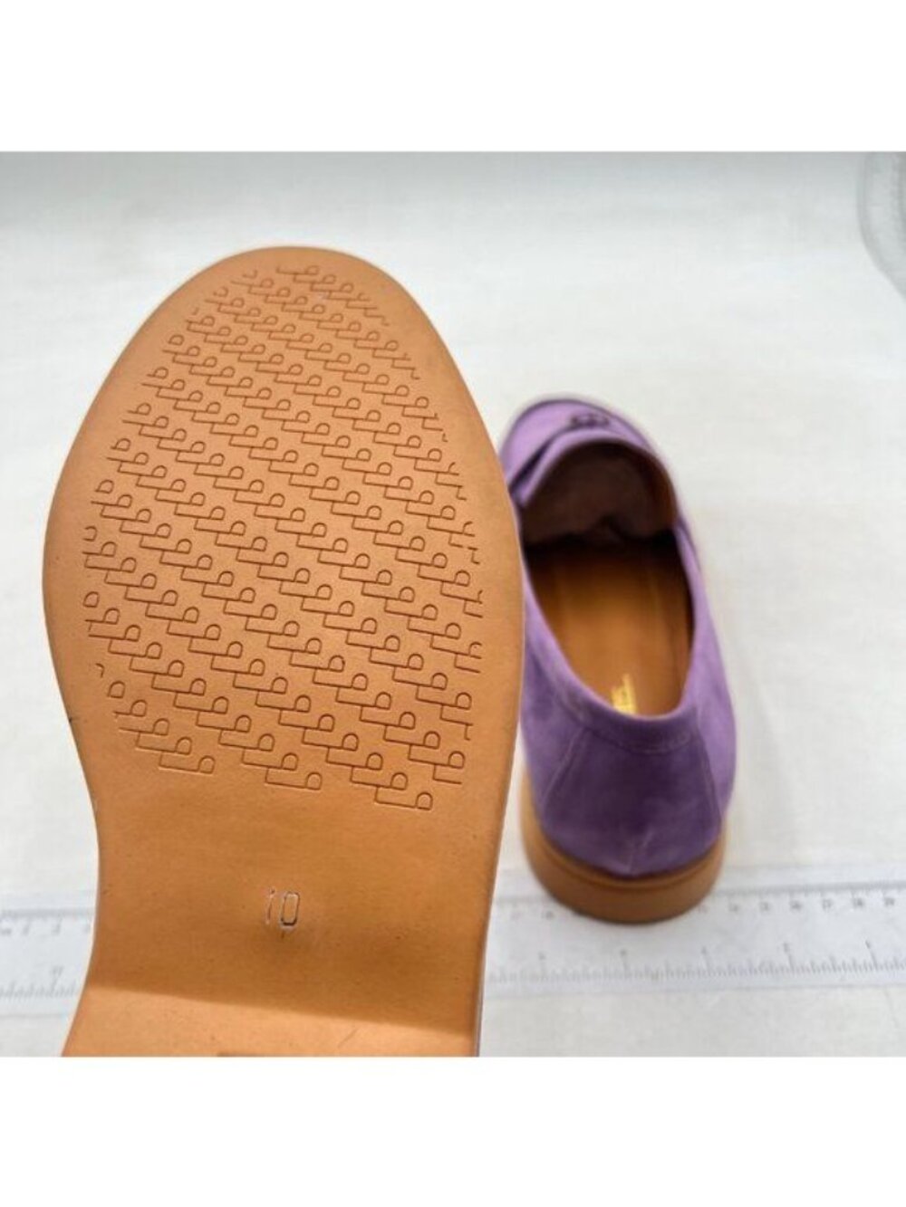 Women's Lavender Suede Loafers with Metal Bit Accent - Picture 6 of 8